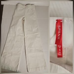 SPANX Pants Sz MT Medium Tall Seamed Front Wide Leg in Ecru Pull-on Jeans 20465T